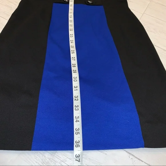Tahari Black and Royal Blue Colorblock Sheath Dress - Picture 9 of 9